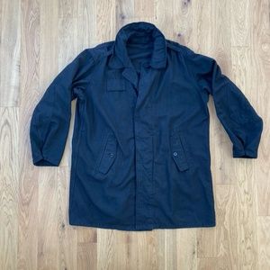 Gorgeous Vintage Black Cotton Canvas Military Trench Size L/XL